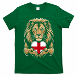 Proud England Lion Engaging Heart English Flag Emblem Gift T-Shirt - Irish Green