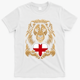 Proud England Lion Engaging Heart English Flag Emblem Gift T-Shirt - White