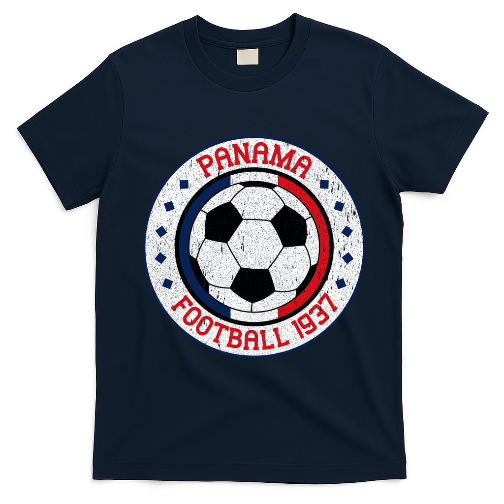 Panama Football 1937 Vintage Soccer Emblem T-Shirt - Navy Blue