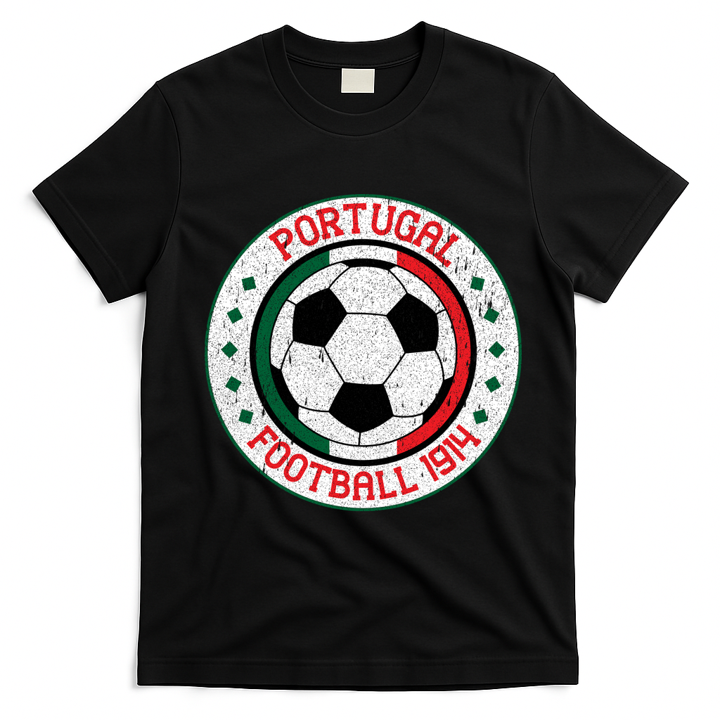 Portugal Football 1914 Vintage Soccer Emblem T-Shirt - Black