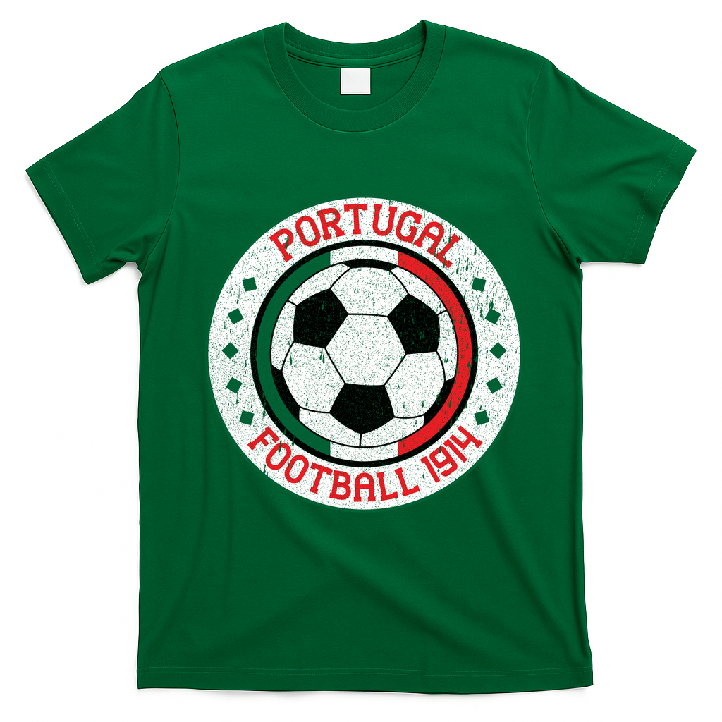 Portugal Football 1914 Vintage Soccer Emblem T-Shirt - Irish Green