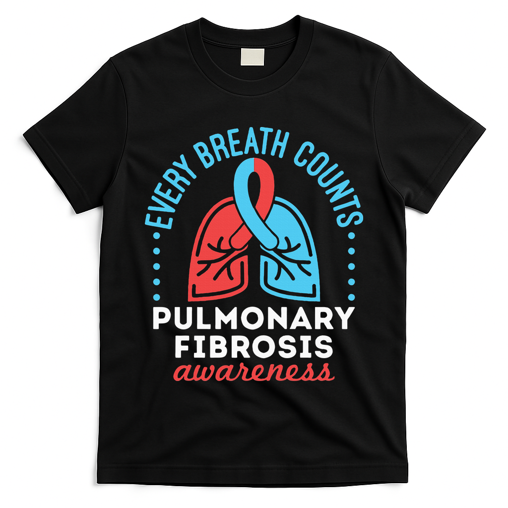 Pulmonary Fibrosis Awareness Every Breath Counts  T-Shirt