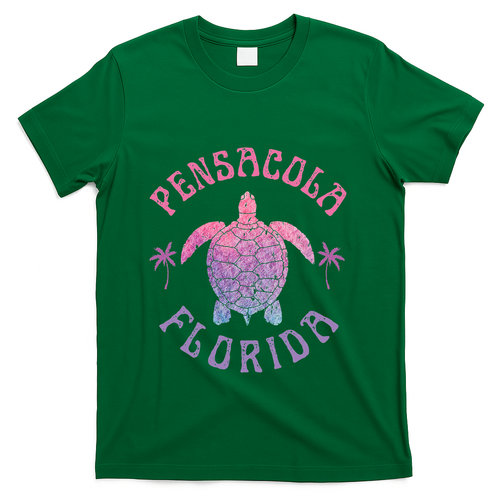 Pensacola Florida Beach Sea Turtle Summer Vacation T-Shirt - Green