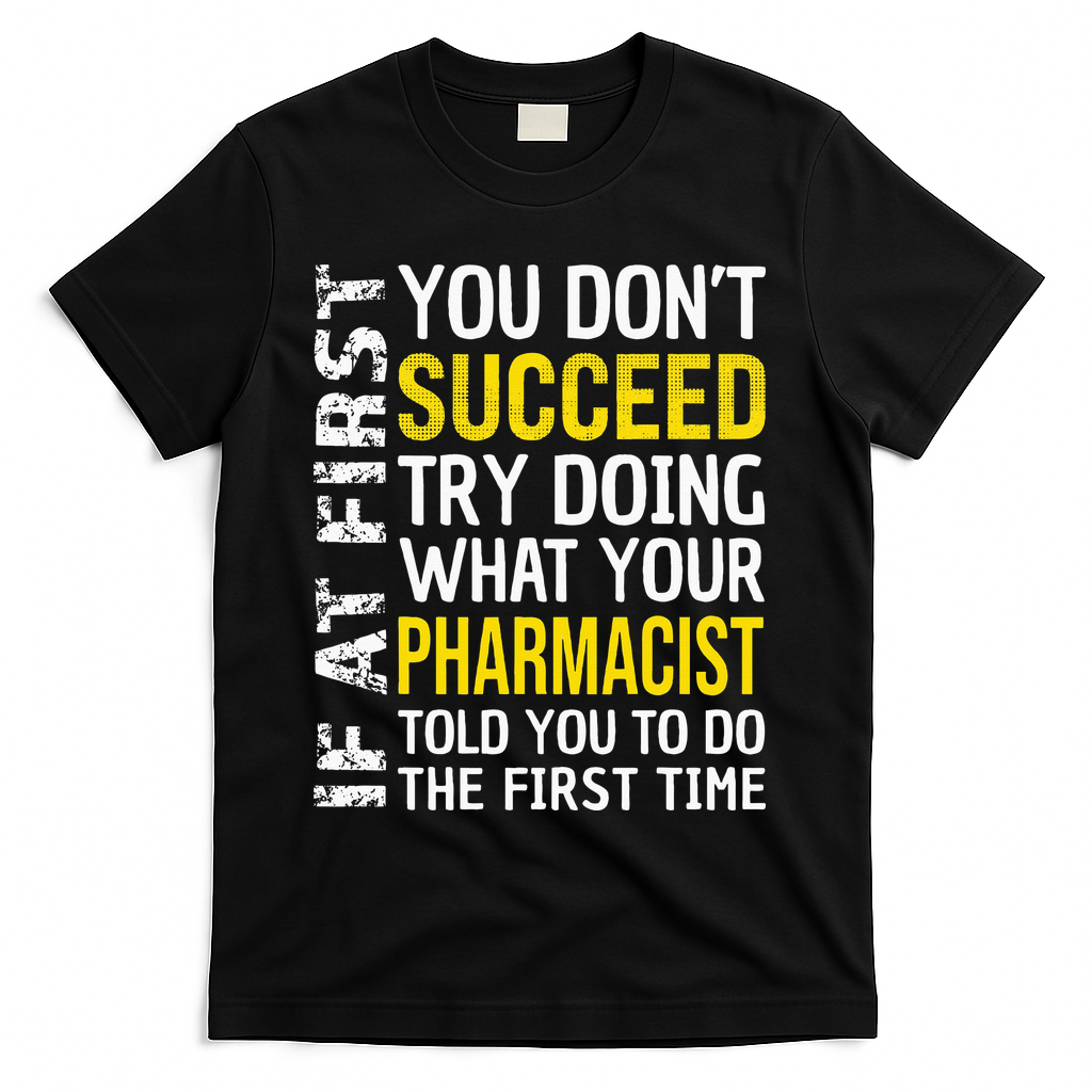 Pharmacist Funny If at First you don't Succeed Appreciation T-Shirt - Black