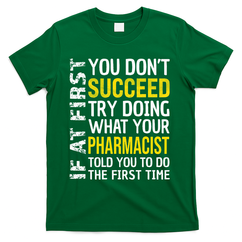 Pharmacist Funny If at First you don't Succeed Appreciation T-Shirt - Green