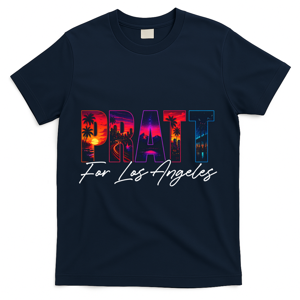 Pratt For Mayor Of Los Angeles Tropical Style T-Shirt - Navy