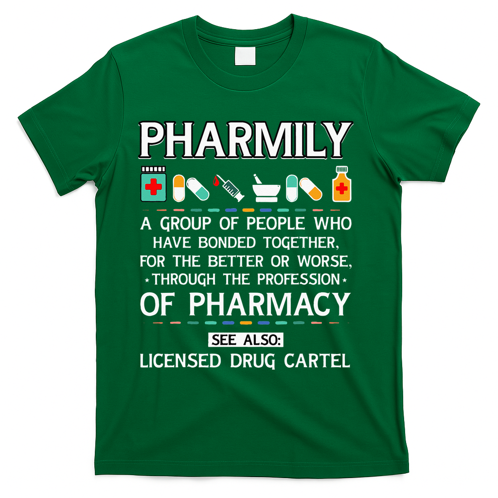 Pharmily Funny Pharmacy Technician Pharmacist T-Shirt - Green