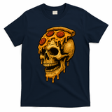 Pizza Food Skull Horror T-Shirt - Navy Blue