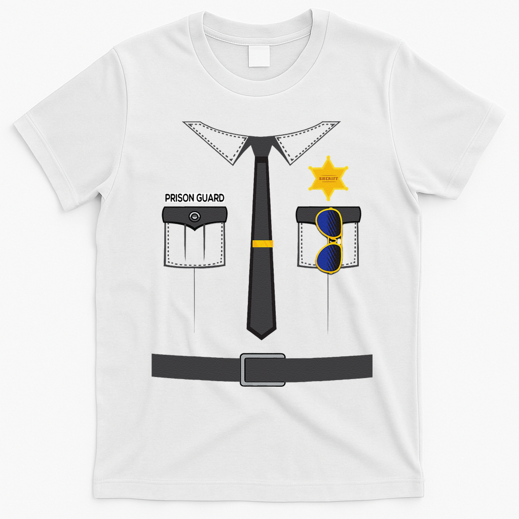 Prison Guard Correctional Officer Easy Halloween Costume Fun T-Shirt - White