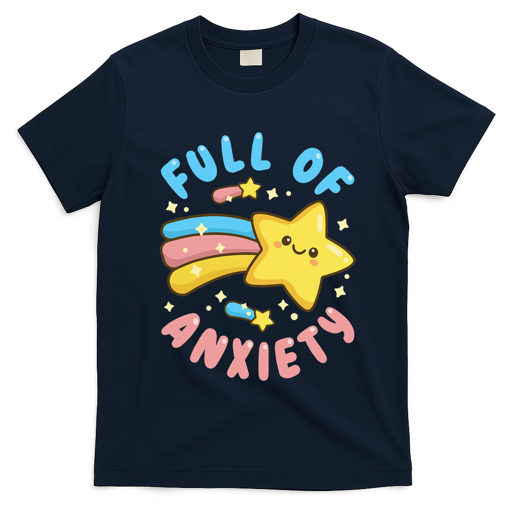 Pastel Goth Full Of Anxiety T-Shirt - Navy Blue