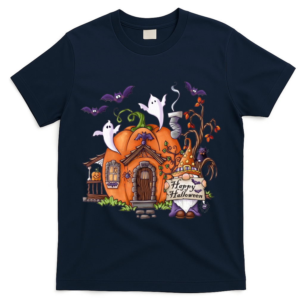 Pumpkin Gnomes Fall Autumn Cute Halloween Thanksgiving Tee Gift T-Shirt - Navy