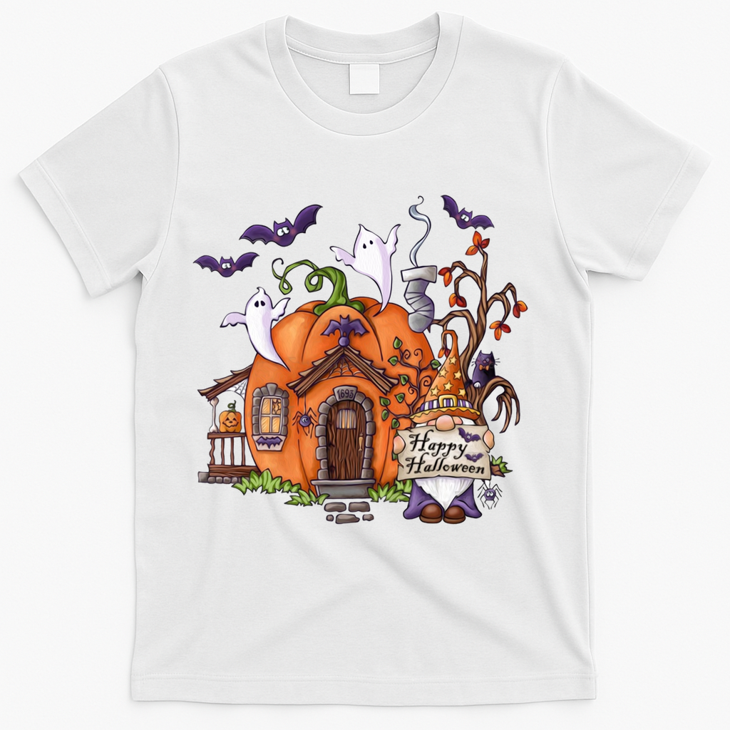 Pumpkin Gnomes Fall Autumn Cute Halloween Thanksgiving Tee Gift T-Shirt - White