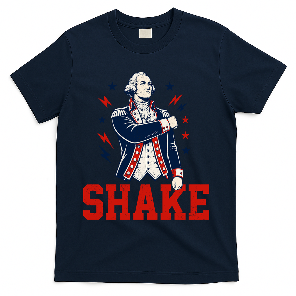 Patriotic George Washington Shake Revolutionary T-Shirt - Navy