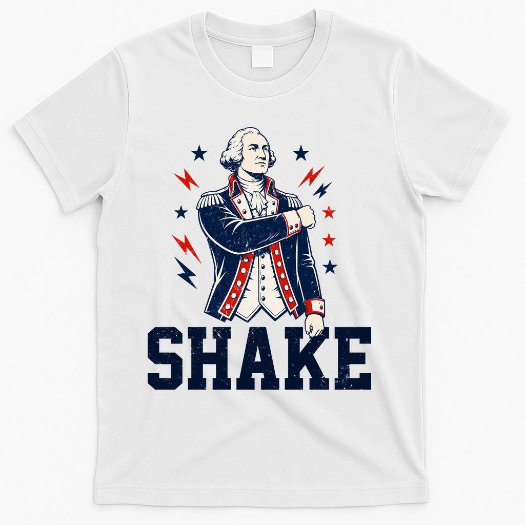 Patriotic George Washington Shake Revolutionary T-Shirt - White