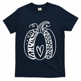 Pumpkin Heart Animal Print Cute T-Shirt - Navy