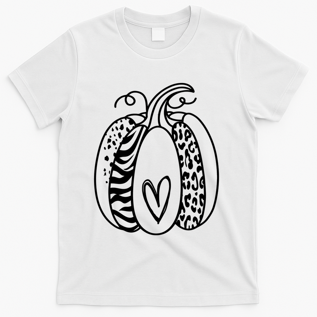 Pumpkin Heart Animal Print Cute T-Shirt - White