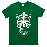 Pregnant Halloween Costume Dinosaur Skeleton Pregnant Mom T-Shirt - Irish Green