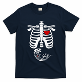 Pregnant Halloween Costume Dinosaur Skeleton Pregnant Mom T-Shirt - Navy Blue