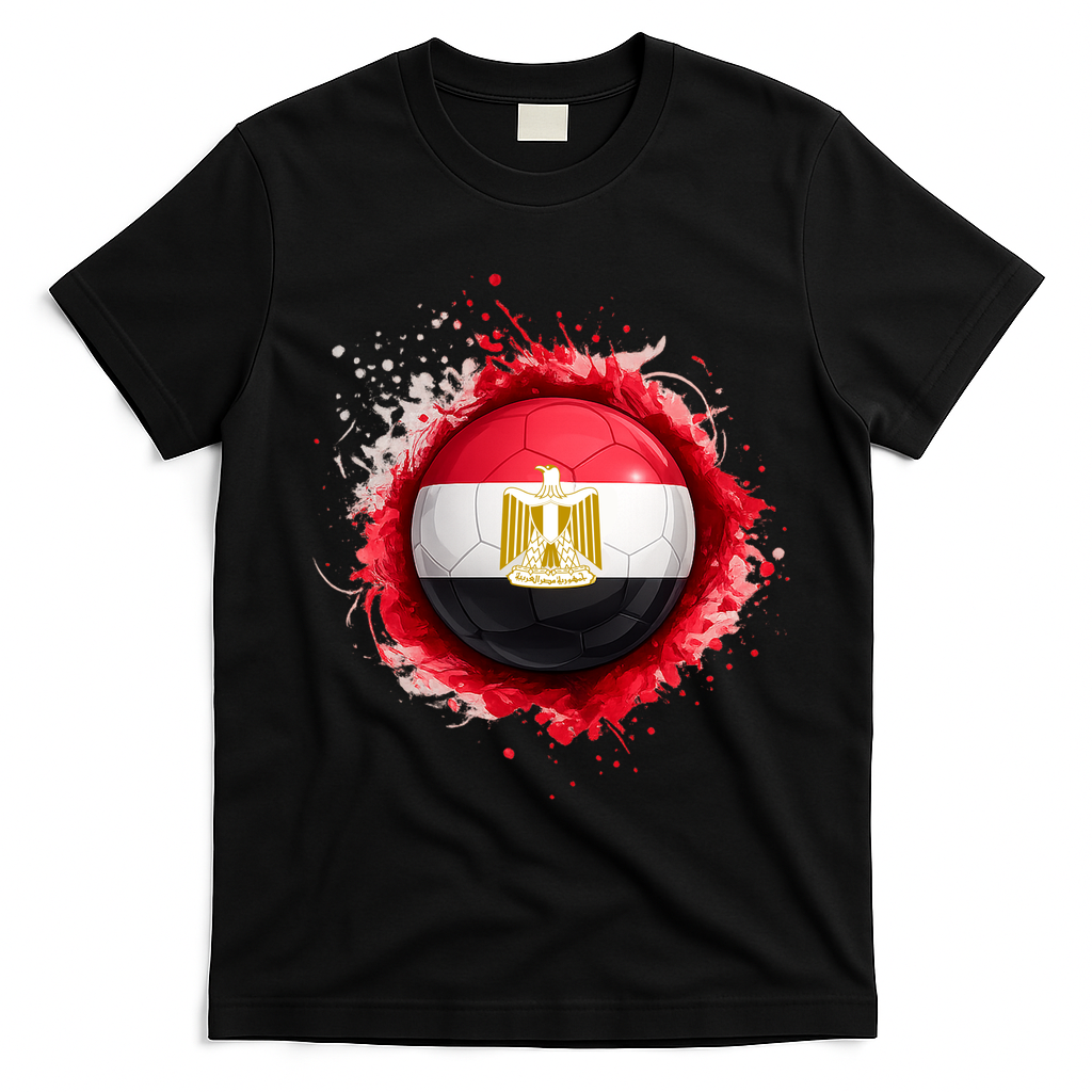 Proud Heritage Egypt Flag Soccer Ball T-Shirt - Black