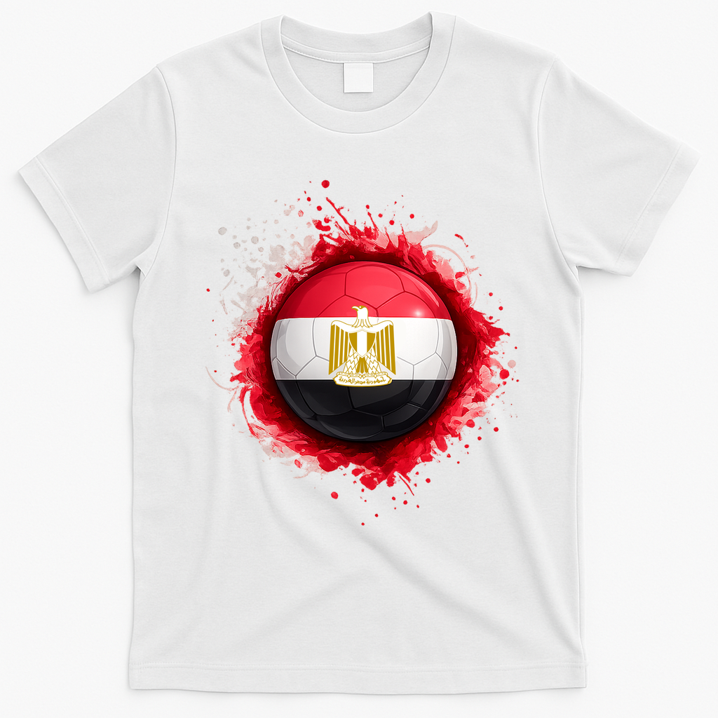 Proud Heritage Egypt Flag Soccer Ball T-Shirt - White