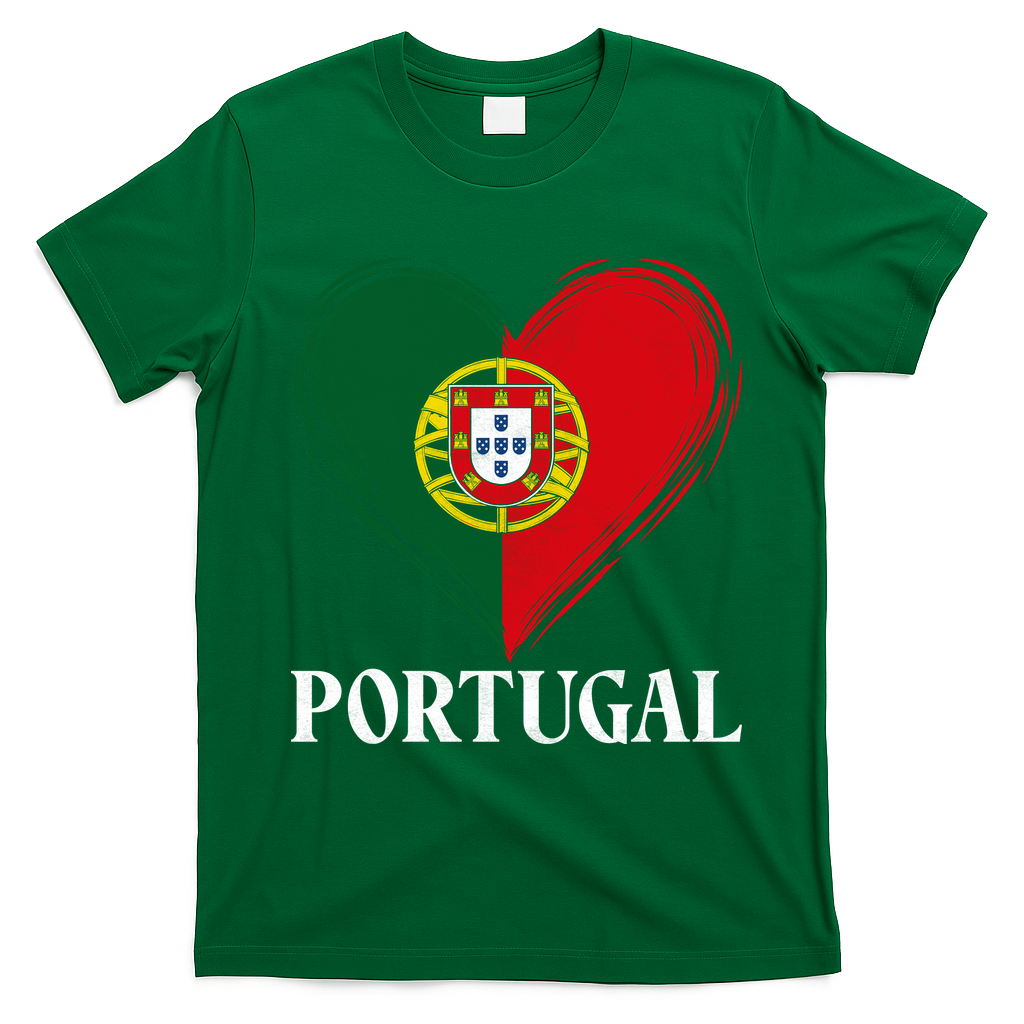 Portugal Heart Flag Proud Fans And Travelers T-Shirt - Irish Green