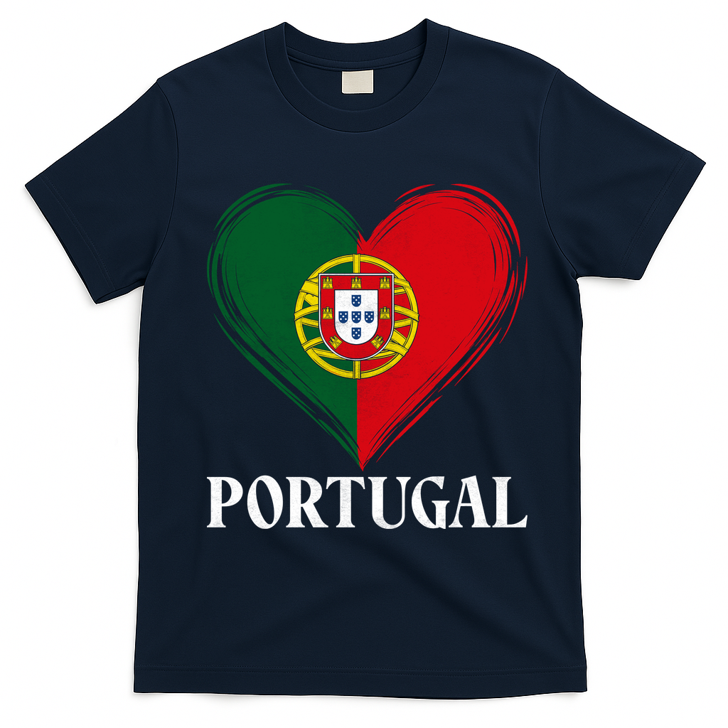 Portugal Heart Flag Proud Fans And Travelers T-Shirt - Navy Blue