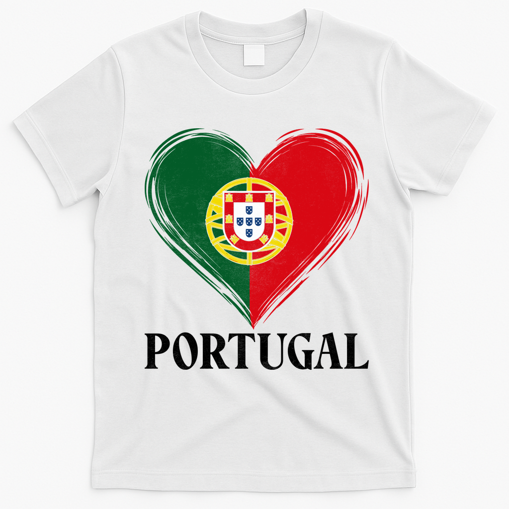Portugal Heart Flag Proud Fans And Travelers T-Shirt - White