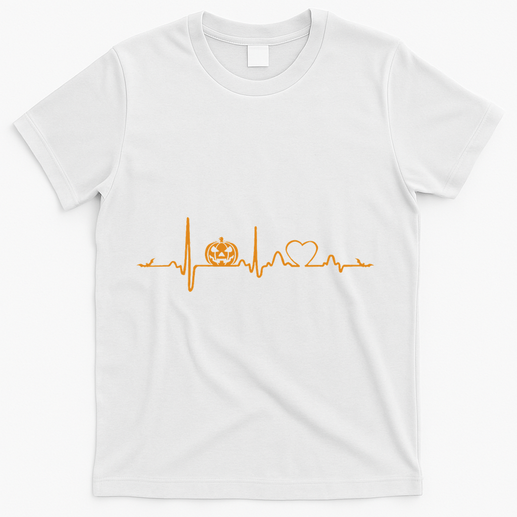 Pumpkin Heartbeat Halloween T-Shirt - White