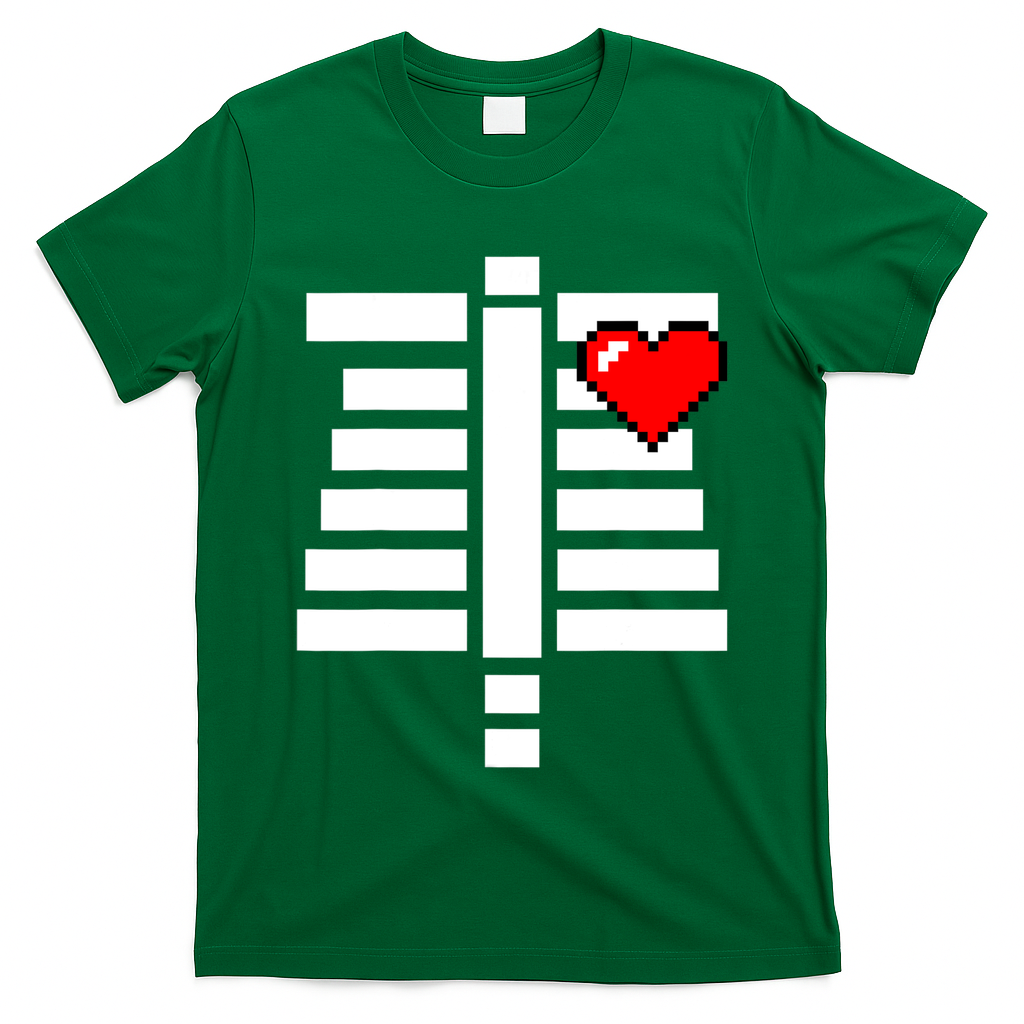 Pixelated Heart Pixel Skeleton Costume Halloween Gaming T-Shirt