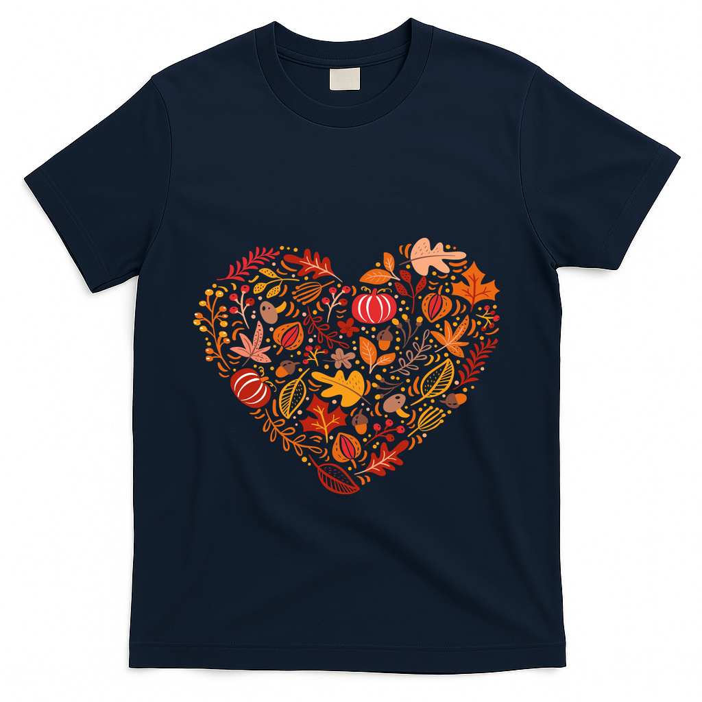 Pumpkin Heart T-Shirt - Navy