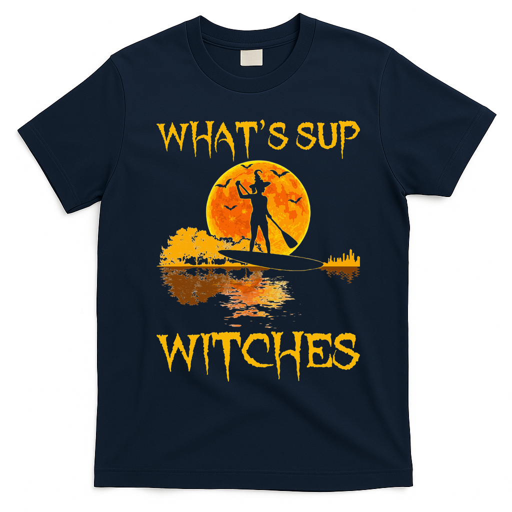 PADDLEBOARD Halloween What's Sup Witches Sup Funny T-Shirt - Navy Blue