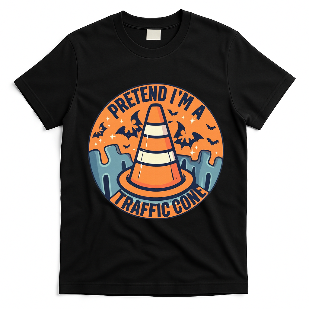 PRETEND IM A TRAFFIC CONE Halloween Costume T-Shirt - Black