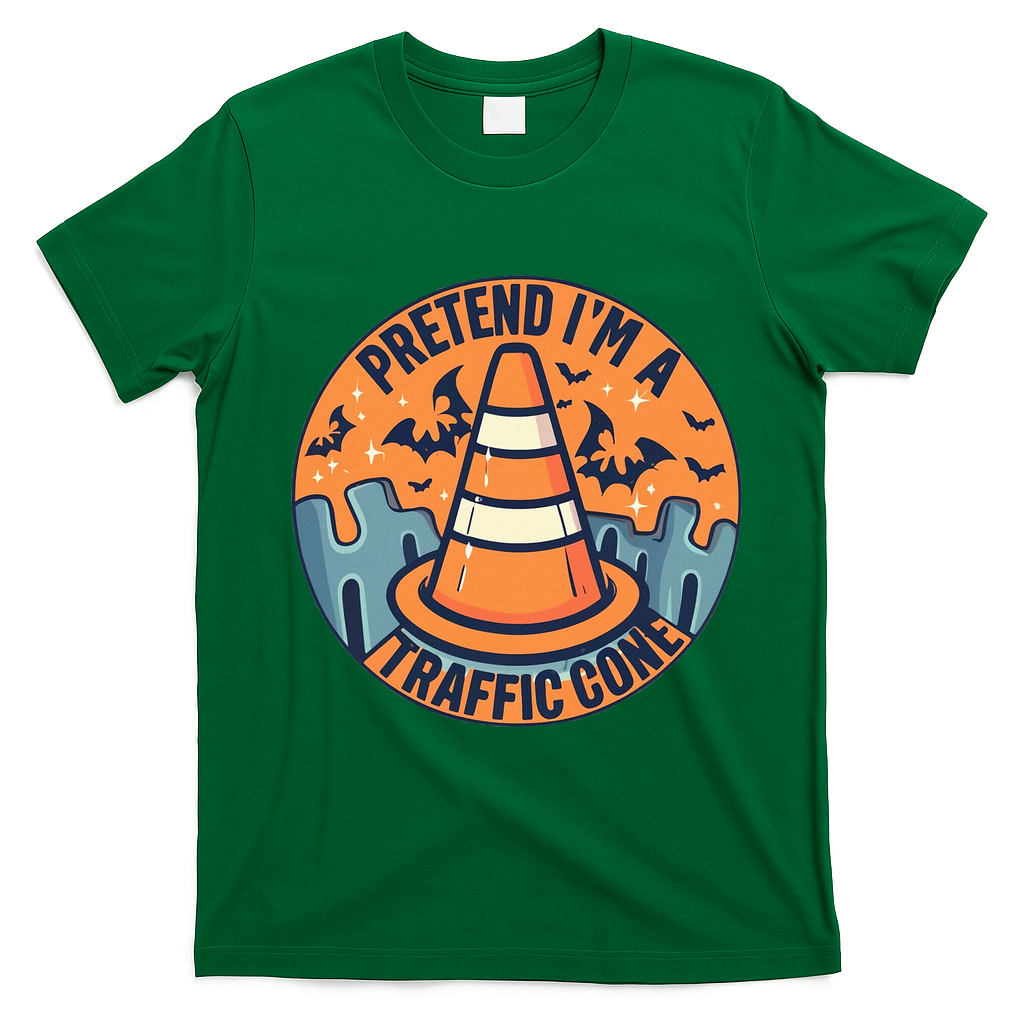 PRETEND IM A TRAFFIC CONE Halloween Costume T-Shirt - Irish Green