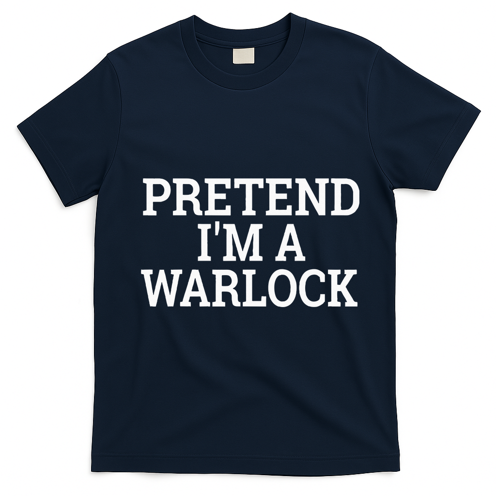 Pretend IM A Warlock Lazy Halloween Easy Costume T-Shirt - Navy Blue