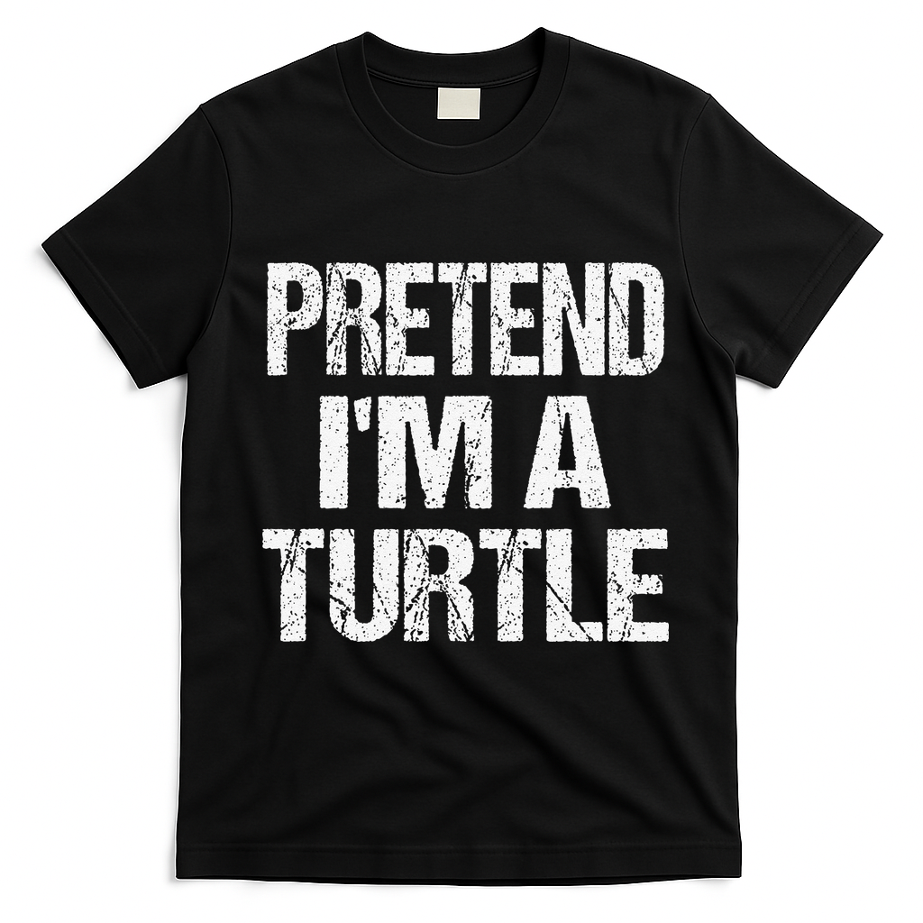 Pretend Im A Turtle Easy Halloween Costume T-Shirt - Black