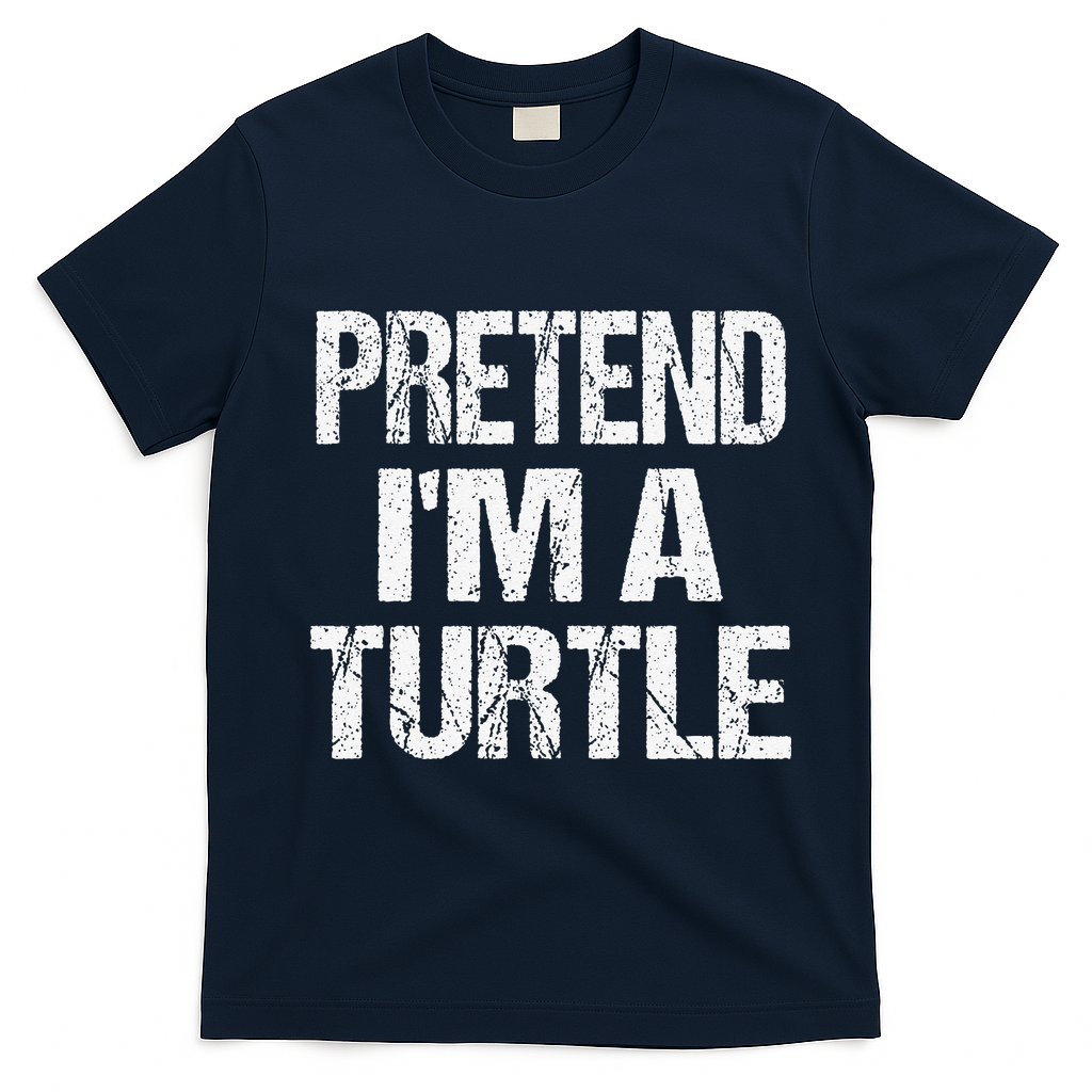 Pretend Im A Turtle Easy Halloween Costume T-Shirt - Navy Blue