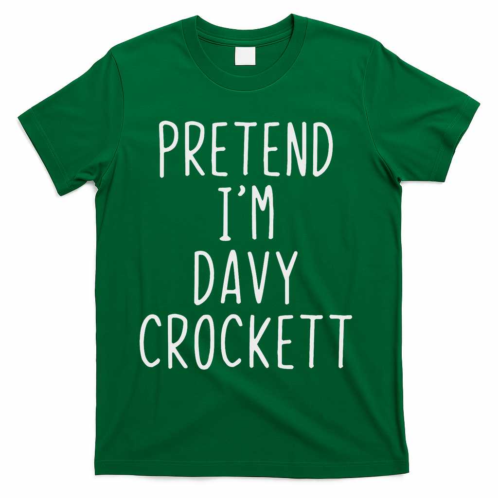 Pretend I'm Davy Crockett Costume Halloween Lazy Quick T-Shirt - Green