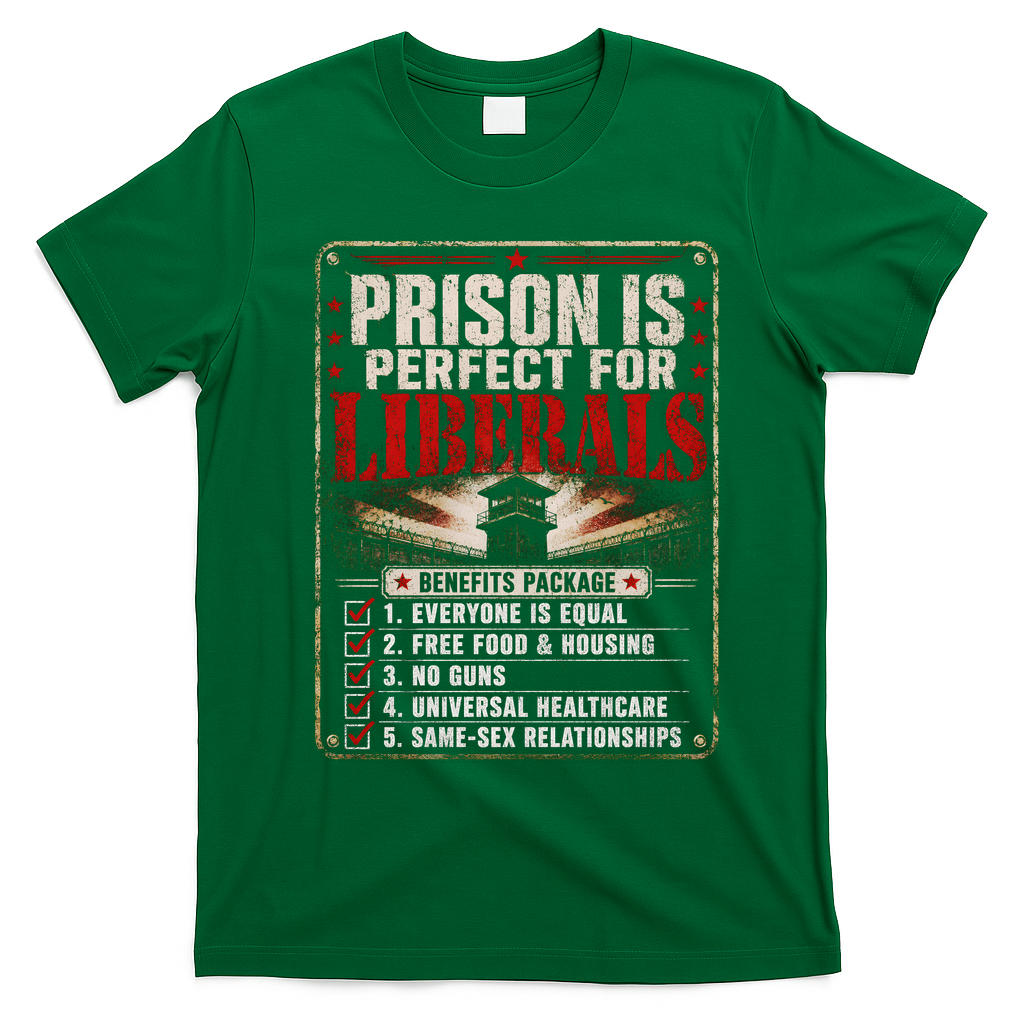 Prison Is Perfect For Liberals Funny Anti Liberal Quote T-Shirt - Irish Green