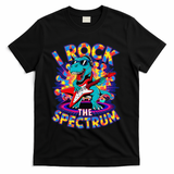 Proud I ROCK THE SPECTRUM Autism Awareness Teacher Love T-Shirt - Black