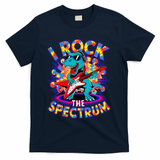 Proud I ROCK THE SPECTRUM Autism Awareness Teacher Love T-Shirt - Navy