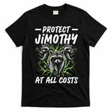 Protect Jimothy At All Cost Funny Raccoon Meme T-Shirt - Black