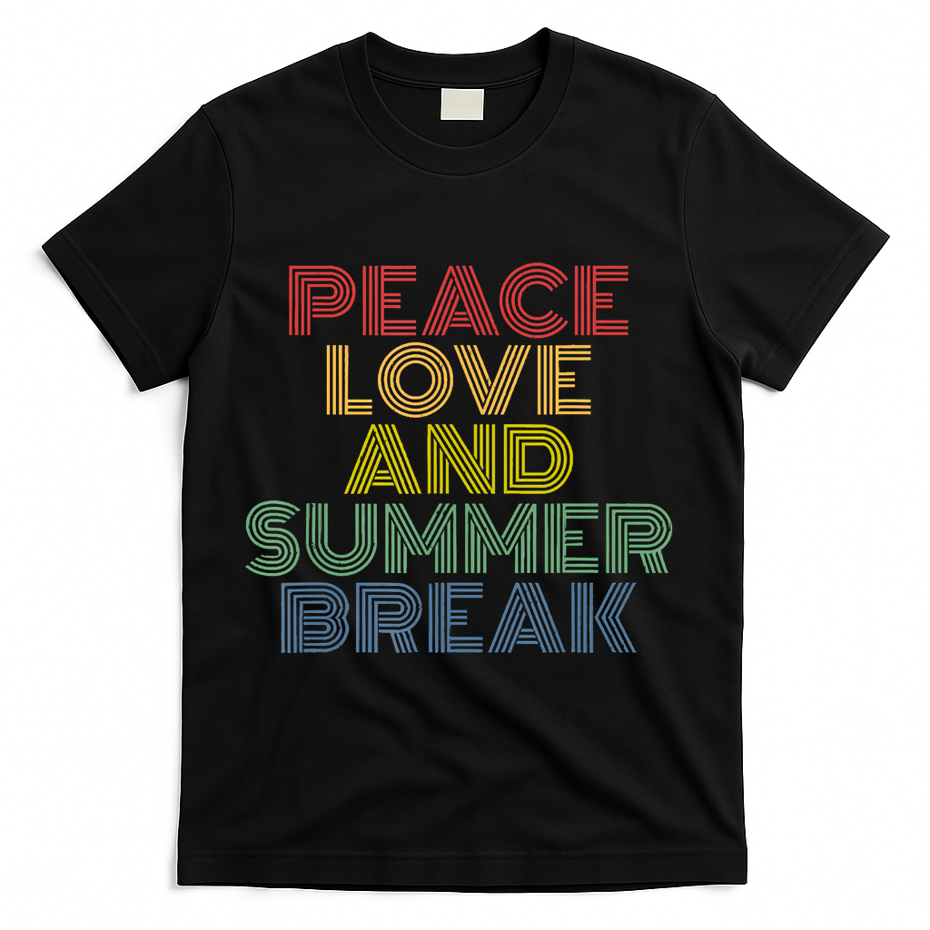 Peace Love And Summer Break Summer Lover T-Shirt - Black