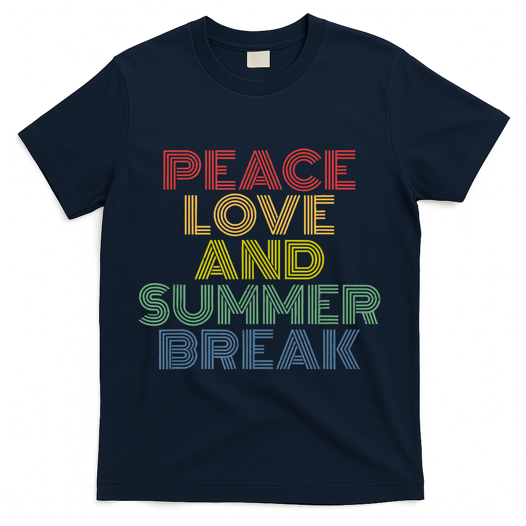Peace Love And Summer Break Summer Lover T-Shirt - Navy
