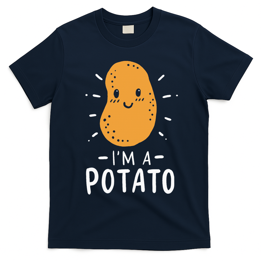 Potato Lazy Costume Halloween Vegan Kawaii T-Shirt - Navy Blue