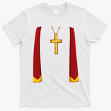 Priest Lazy DIY Halloween Costume Minister Pastor Preacher T-Shirt - White