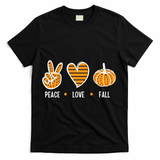 Peace Love Fall Cute Autumn T-Shirt - Black
