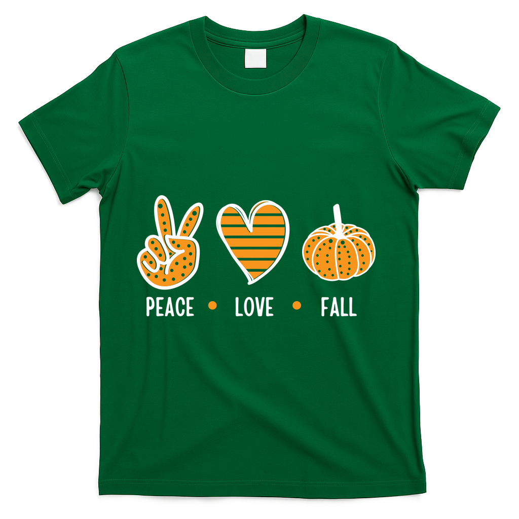Peace Love Fall Cute Autumn T-Shirt - Green