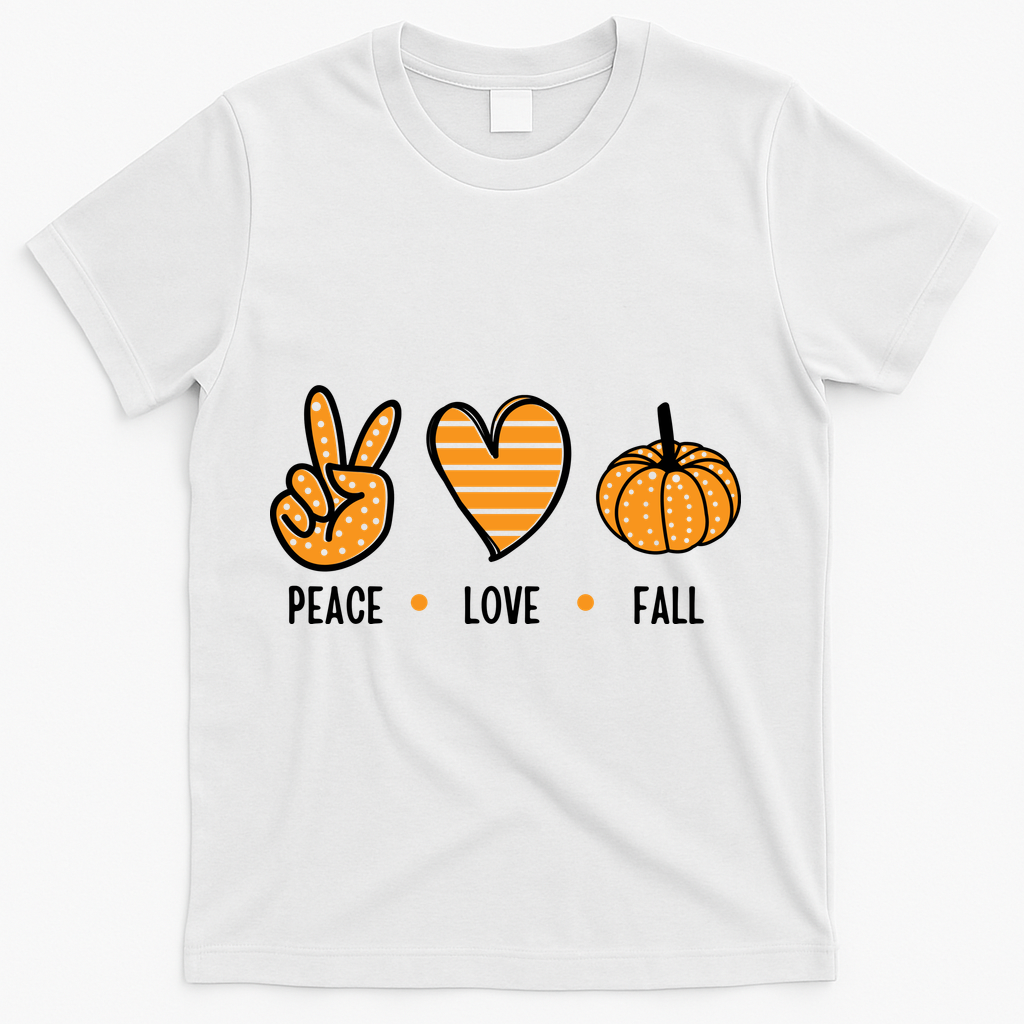 Peace Love Fall Cute Autumn T-Shirt - White