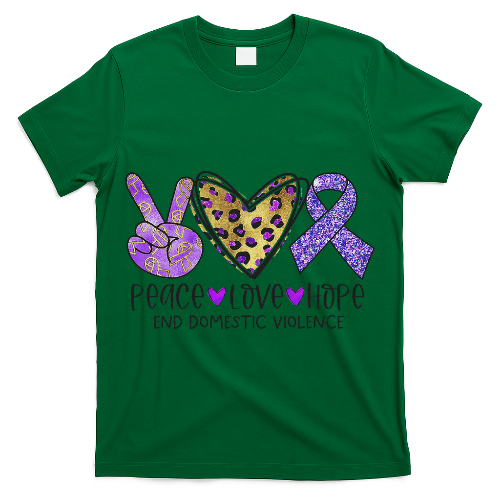 Peace Love Hope End Domestic Violence Awareness T-Shirt