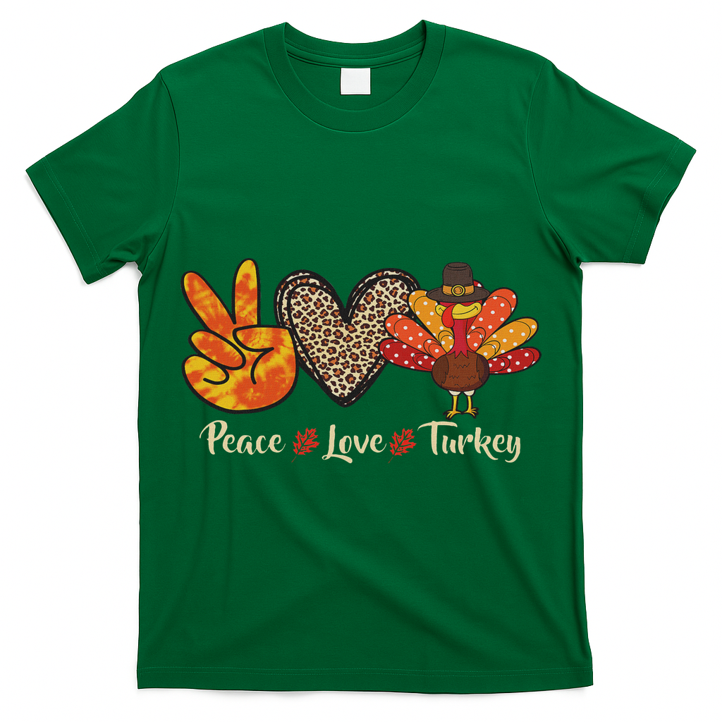 Peace Love Turkey Little Pilgrim Thanksgiving T-Shirt